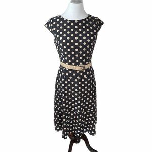 Dress Barn Jones Studio Polka Dot Dress, Black